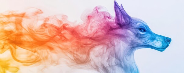 Naklejka na meble A fantastical animal made of swirling, rainbow-colored smoke, symbolizing imaginative creatures from a dream world