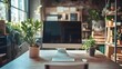 © cynz - A portrait shot of a clean, organized office space with a single computer monitor and no other accessories, giving a sense of simplicity.