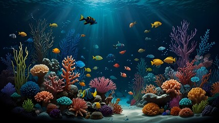 tropical coral reef in the sea fish in aquarium. Generative AI