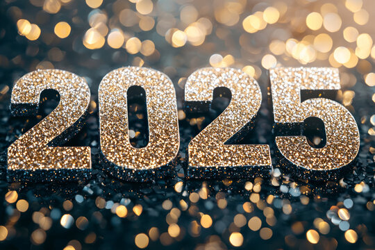 New year greetings concept. Happy new year 2025 banner template with truncated numbers.