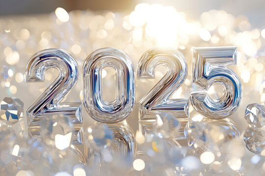 New year greetings concept. Happy new year 2025 banner template with truncated numbers.