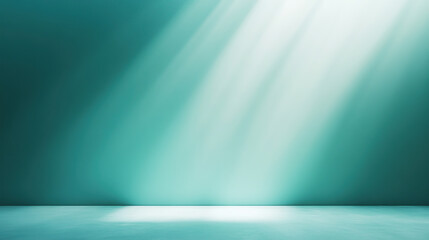 Wall Mural - abstract turquoise background with empty space for product presentation, light blue wall and floor