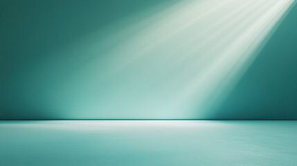 Wall Mural - abstract turquoise background with empty space for product presentation, light blue wall and floor