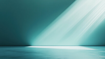 Wall Mural - abstract turquoise background with empty space for product presentation, light blue wall and floor