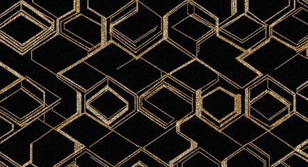 Poster - Elegant gold diamond patterns on a black background for luxury events