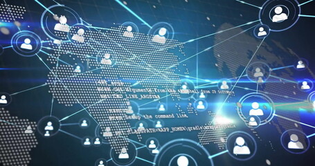 Poster - image of network of connections with spots over world map