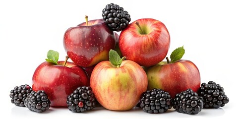 Wall Mural - A vibrant arrangement of red apples and blackberries, showcasing the natural beauty and contrasting colors of these delicious fruits.