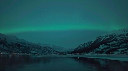 Wall Mural - Aurora_borealis_on_the_Norway._Green_northern_light