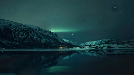 Wall Mural - Aurora_borealis_on_the_Norway._Green_northern_light