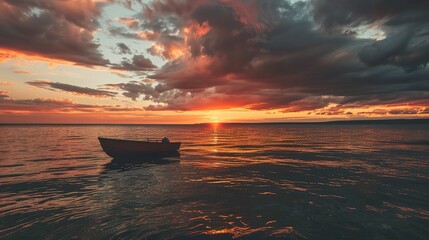 Sticker - Beautiful_Sunset_at_Lake_Superior_with_Boat