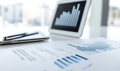 Poster - Business Workspace with Key Metrics and Strategy Ideas