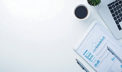 Poster - Business Workspace with Key Metrics and Strategy Ideas