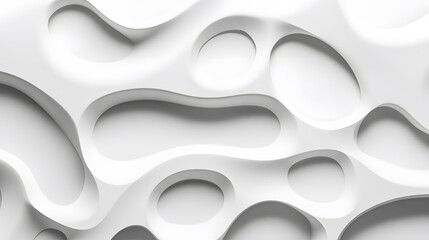 Wall Mural - Abstract White Surface with Curved Shapes and Circular Openings