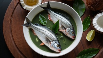 Tongan ota ika raw fish marinated in coconut milk closeup