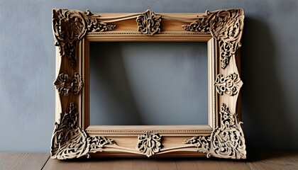 Elegant ornate wooden frame showcasing intricate carvings for a classic artistic touch