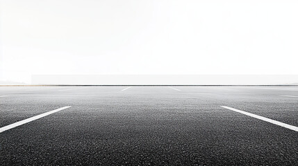 Empty asphalt road with a white background