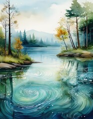 Poster - Water ripples on a serene lake