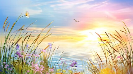 Wall Mural - Spring_Morning_sunset_Ocean_beautiful_nature