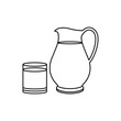 © YAYAH - Milk jug and glass of milk linear icon isolated on white background. Vector isolated outline drawing. Editable stroke