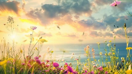 Wall Mural - Spring_Morning_sunset_Ocean_beautiful_nature