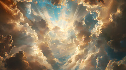 Wall Mural - Background of renaissance cloud painting. Renaissance Art. Illustration
