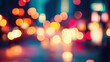 © 沈军 贡 - Blurred lights of a city street at night, creating an abstract bokeh background with warm tones and a blurred effect