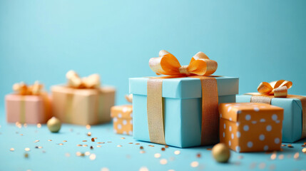 gifts box  isolated on blue background