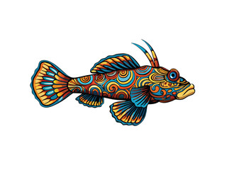 A colorful mandarin dragonet with intricate patterns and bright colors.