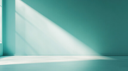 Wall Mural - abstract turquoise background with empty space for product presentation, light blue wall and floor