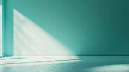 Wall Mural - abstract turquoise background with empty space for product presentation, light blue wall and floor