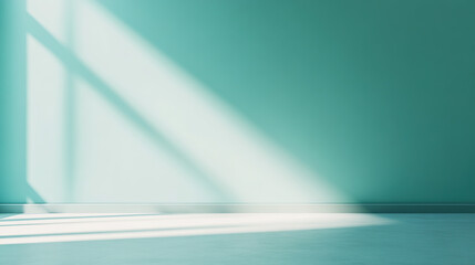 Wall Mural - abstract turquoise background with empty space for product presentation, light blue wall and floor
