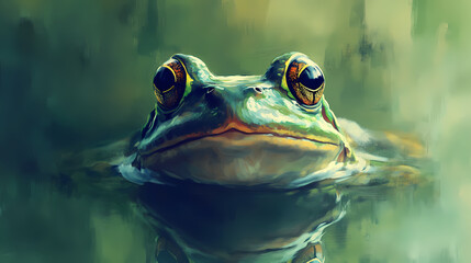 Wall Mural - Frog renaissance art portrait, medieval oil painting. generative ai. Renaissance Art. Illustration