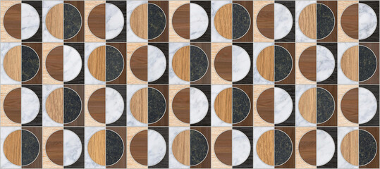 wood seamless Wall and Floor with a modern abstract mosaic geometric pattern.
