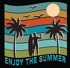 Wall Mural - Enjoy the summer T shirt design vector .