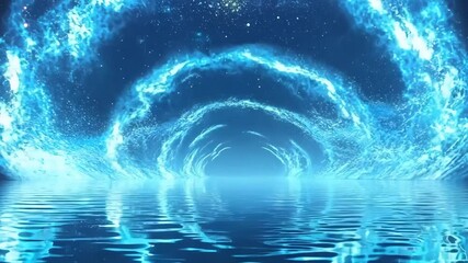 Wall Mural - A blue and white space with a blue and white spiral