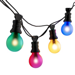 Poster - colorful string lights featuring green, red, yellow, and blue bulbs glowing brightly, perfect for fe