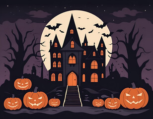 halloween background with pumpkin, halloween background with house, halloween background with pumpkin and bats