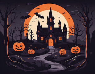 halloween background with pumpkin, halloween background with house, halloween background with pumpkin and bats