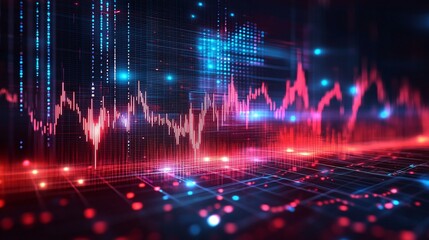 Poster - abstract digital audio visualization with vibrant colors and wave patterns on a dark background.