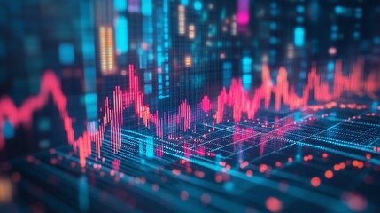 Poster - abstract digital data visualization showcasing vibrant analytics with colorful graphs and charts.