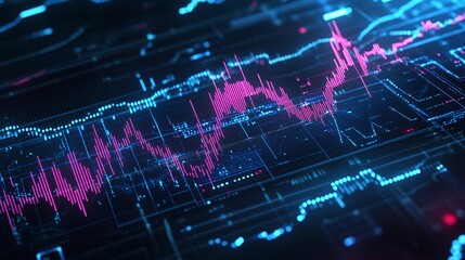 Poster - abstract digital data visualization with vibrant colors depicting statistical trends and analysis in