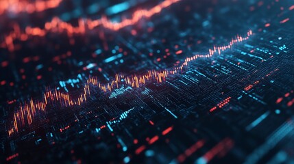 Poster - Abstract digital data visualization with vibrant lines and patterns representing information flow.