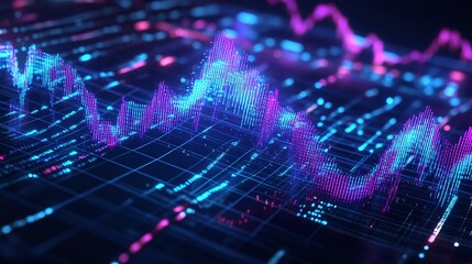 Poster - Abstract digital graph visualization with vibrant colors showcasing data trends.