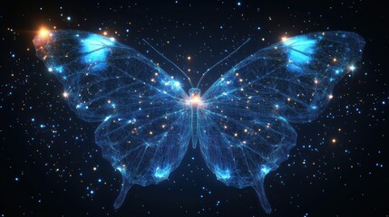 Wall Mural - Celestial Butterfly: A Glowing Symbol of Transformation in the Cosmos