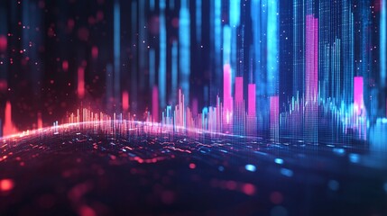 Poster - Abstract digital wave graphic with vibrant colors, showcasing data visualization and technological innovation.
