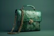 © Полина Сова - Luxe 3D render of a snakeskin shoulder bag in emerald green , created by ai