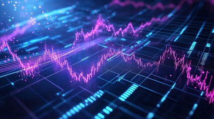 Poster - Beautiful digital wave patterns in vibrant colors representing data flow and analytics on a futuristic interface.