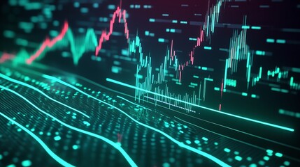 Poster - dynamic digital data visualization with graphs and charts, illustrating market trends and analytics.