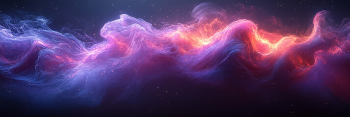 Abstract colorful nebula with glowing stars.
