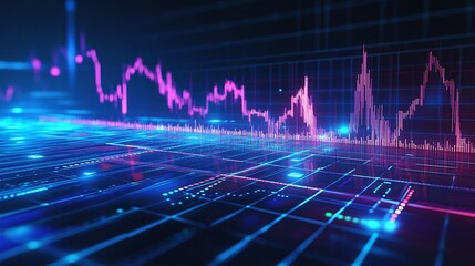 Poster - futuristic data visualization with vibrant colors, showcasing digital trends and analytics in a mode